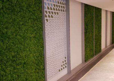 Beaming Green Walls With Preserved Moss | Midfield Airport Staff Pantry